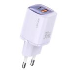 USAMS CC254 hálózati töltő USB+Type-C aljzat (30W, GaN, PD gyorstöltő) LILA (CC254TC03) - bluedigital