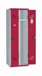 Acial hegesztett öltözőszekrény, 2 rekeszes, 300 mm, forgóretesszel, szürke/piros