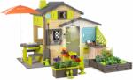 Smoby Căsuța Prietenilor pe pardosea cu echipament complet în culori naturale Friends House Evo Playhouse Smoby extensibilă (SM810228-2O) Casuta pentru copii