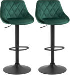 Homcom 2 db Bárszék, Forgatható, Állítható Magasságú, Poliészter/Fém, 51, 5 x 48 x 83-104 cm, Zöld (835-502V02GN)