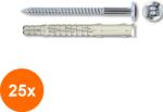 Tecfi Set 25 x Diblu Nailon 10x140 Holzsurub Cap Bombat Otel Zincat - 7 x 145 (COR-25xT.VS2110140S)