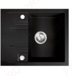 FERRO MEZZO II 1-medencés csepptálcás gránit mosogató / egymedencés mosogatótálca kompakt kisméretű csepptálcával, beépíthető, 48x58 cm-es, 480x580 mm-es, sötétszürke / grafit színű, DRGM48/58BA