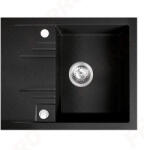 FERRO MEZZO II csepptálcás gránit mosogató / egymedencés mosogatótálca kompakt kisméretű csepptálcával, beépíthető, 48x58 cm-es, 480x580 mm-es, fényes szürke / grafit shine színű, DRGM48/58HA