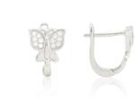 Ezüst fülbevaló franciakapcsos apró köves pillangó ródiumbevonatos