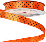 Valex Decor Fekete pöttyös szatén szalag 12mm x 20m - Sötét narancssárga (DRB12-54)