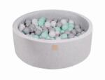 MeowBaby Piscina uscata cu 200 de bile 7 cm MeowBaby alb, gri si mint 90x30 cm Gri (MEO036)