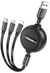 hoco. X75 3in1 USB / Lightning / MicroUSB / USB-C töltő- és adatkábel, 1m, fekete
