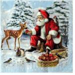  Szalvéta - Mikulás eteti az állatokat