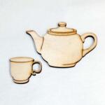  Natúr fa teáskanna+csésze. Kanna mérete: 80x55 mm, csésze mérete: 35x30 mm