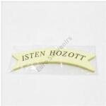  Isten hozott' íves táblácska, halvány sárga. Mérete: 125x30 mm