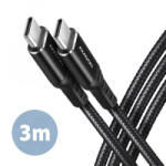 AXAGON BUCM-CM30AB USB-C - USB-C adat- és töltőkábel 3m fekete