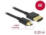 Delock Nagysebességű HDMI-kábel Ethernettel - HDMI-A-csatlakozó > HDMI Micro-D-csatlakozó 3D 4K 0.25m (85119) (85119) - aqua