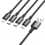BOROFONE BX72 Lightning, Micro USB, USB-C - USB-A kábel 1m fekete (BX72)