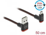 Delock EASY-USB 2.0 kábel A-típusú csatlakozódugó - EASY-USB Micro-B típusú csatlakozódugó, ívelt 0, 5m (85265) (85265)