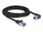 Delock RJ45 hálózati kábel Cat. 6A S/FTP egyenes / jobbra hajló 3 m fekete (80224) (80224)