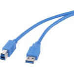 Renkforce USB 3.0 csatlakozókábel, 1x USB 3.0 dugó A - 1x USB 3.0 dugó B, 0, 5 m, kék, aranyozott, renkforce - aqua