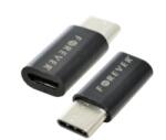 Forever adapter (microUSB - Type-C, adatátvitel és töltés) FEKETE