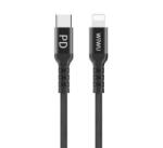 WIWU adatkábel és töltő (Type-C - lightning 8pin, PD gyorstöltés támogatás, 100cm, MFi engedélyes) FEKETE (WP101_B) (WP101_B)