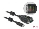 Delock A-típusú USB - soros DB9 adapter 9 LED RS-232 teszterrel (90497) (90497)