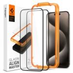 Spigen AlignMaster GLAS. tR iPhone 15 Pro Max kijelzővédő fekete kerettel (AGL06875) (AGL06875)
