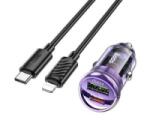 hoco. Z53A autós töltő 30W PD lila + USB-C - Lightning kábel (Z53A_TYPE-C_LIGHTNING_P)