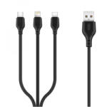 XO NB103 kábel 3in1 lightning - micro USB - USB-C fekete 2, 1A 1m (NB-103 3 in 1 fekete)