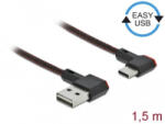 Delock EASY-USB 2.0 kábel A-típusú csatlakozódugó - USB Type-C csatlakozódugó 1.5m fekete (85282) (85282)