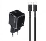 USAMS YXLOGTC01 PD hálózati gyorstöltő adapter 25W, 120cm-es Type-C - Type-C kábellel (1380748)