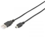 ASSMANN USB 2.0 Csatlakozókábel [1x USB 2.0 dugó, A típus - 1x USB 2.0 dugó, mini B típus] 1.80 m Fekete Kerek, Kettős árnyékolás