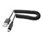 Gigapack Adatkábel és töltő (USB - miniUSB adapter, spirálkábel 38-100cm) FEKETE