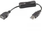 Renkforce USB hosszabbítókábel kapcsolóval, 1x USB 2.0 dugó A - 1x USB 2.0 alj A, 0, 25 m, fekete, aranyozott, Renkforce (RF-3322982)