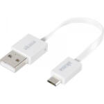 Akasa USB adatkábel, töltőkábel, USB mikro 2.0 fehér, 15 cm, lapos kivitel, Akasa - aqua