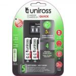 Uniross LCD gyorstöltő + 4db AA/ceruza 2100mAh Hybrio Ni-Mh akkumulátor (UCU002A)