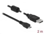 Delock USB 2.0-s kábel A-típusú csatlakozó > USB 2.0 Micro-B csatlakozó 2, 0 m fekete (84903)
