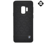 CG Mobile BMW HEXAGON műanyag telefonvédő (valódi bőr bevonat, háromszög minta) FEKETE [Samsung Galaxy S9 (SM-G960)] (BMHCS9HEXBK)