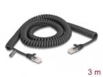 Delock RJ45 tekercselt kábel apa - apa Cat. 5e 3 m fekete (87994)