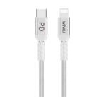 WIWU adatkábel és töltő (Type-C - lightning 8pin, PD gyorstöltés támogatás, 100cm, MFi engedélyes) SZÜRKE (WP101_G)