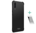 IMAK szilikon telefonvédő (közepesen ütésálló, légpárnás sarok, matt + képernyővédő fólia) FEKETE [Samsung Galaxy A50s (SM-A507F)]
