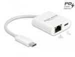 Delock USB Type-C adapter Power Delivery porttal Gigabit LAN 10/100/1000 Mbps fehér (65402) - aqua