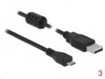 Delock USB 2.0-s kábel A-típusú csatlakozó > USB 2.0 Micro-B csatlakozó 3, 0 m fekete (84909)
