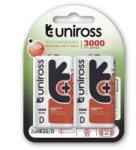 Uniross D/góliát 1, 2V 3000mAh Ni-MH HYBRIO akkumulátor 2db/bliszter (UH2D3000) (UH2D3000) - aqua