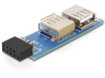 Delock DL41820 USB pin header female -> 2 x USB 2.0 female - left / right (41820) - aqua