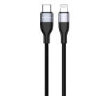 USAMS MJEMS adatátviteli kábel (Type-C - lightning 8pin, gyorstöltés, 120cm, MFi engedélyes, cipőfűző minta) FEKETE (SJ330_B) (SJ330_B)