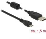 Delock USB 2.0 Csatlakozókábel [1x USB 2.0 dugó, A típus - 1x USB 2.0 dugó, mikro B típus] 1.50 m Fekete Ferritmaggal