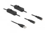 Delock USB-A apa 2 db DC 5, 5 x 2, 1 mm anya csatlakozójú 1 m fekete (86797) (86797)