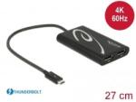 Delock 62708 Thunderbolt3 apa --> 2 x Displayport anya 4K60Hz adapter