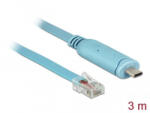 Delock USB 2.0 C-típusú apa > 1 x soros RS-232 RJ45 apa 3m kék (63914) (63914)