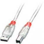 Lindy USB 2.0 Csatlakozókábel [1x USB 2.0 dugó, A típus - 1x USB 2.0 dugó, B típus] 2.00 m Átlátszó (41753)