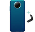 Nillkin SUPER FROSTED műanyag telefonvédő (gumírozott, érdes felület + asztali tartó) SÖTÉTKÉK [Xiaomi Redmi Note 9 5G]