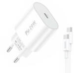FONENG EU20 hálózati töltő + USB-C - USB-C kábel fehér (EU39 Type-C to Type)